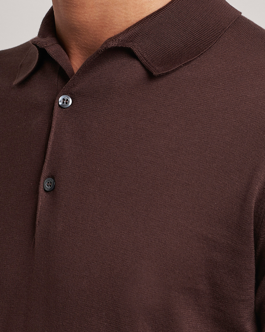 Homme | Polos | John Smedley | Adrian Slim Fit Sea Island Polo Coffee Bean
