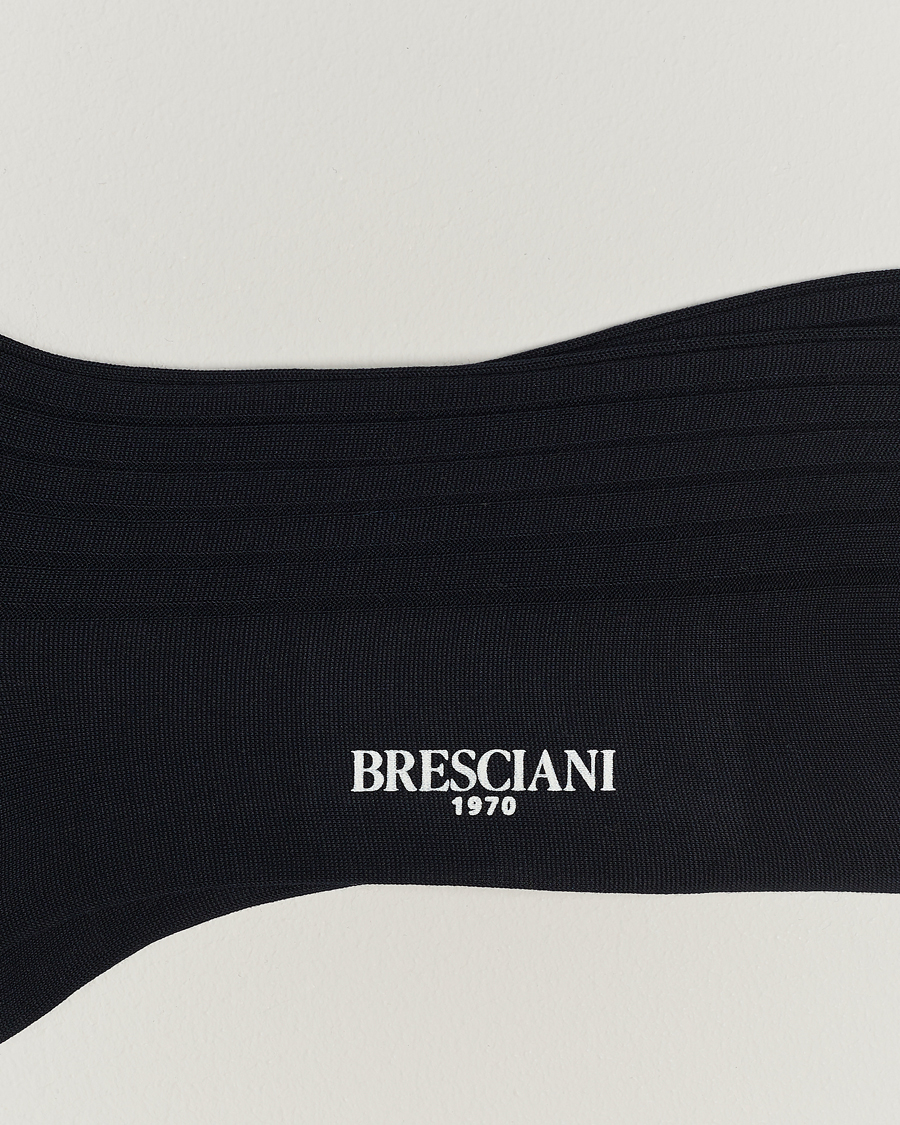 Homme | Bresciani | Bresciani | Cotton Ribbed Short Socks Navy
