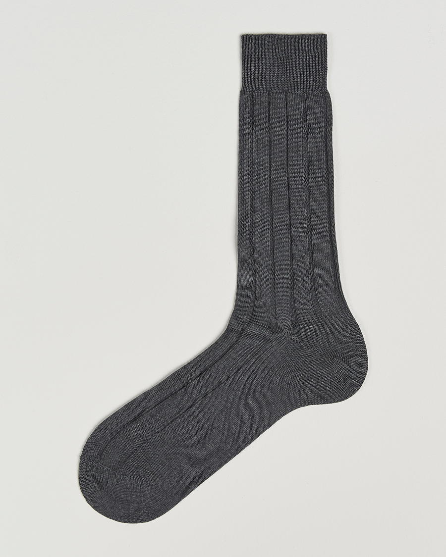 Homme | Sous-Vêtements Et Chaussettes | Bresciani | Wide Ribbed Cotton Socks Grey