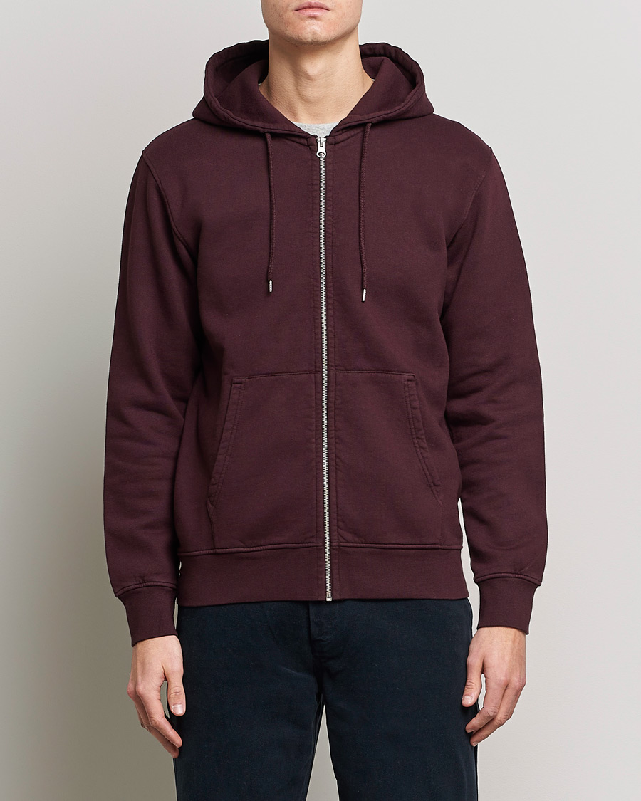 Homme |  | Colorful Standard | Classic Organic Full Zip Hood Oxblood Red