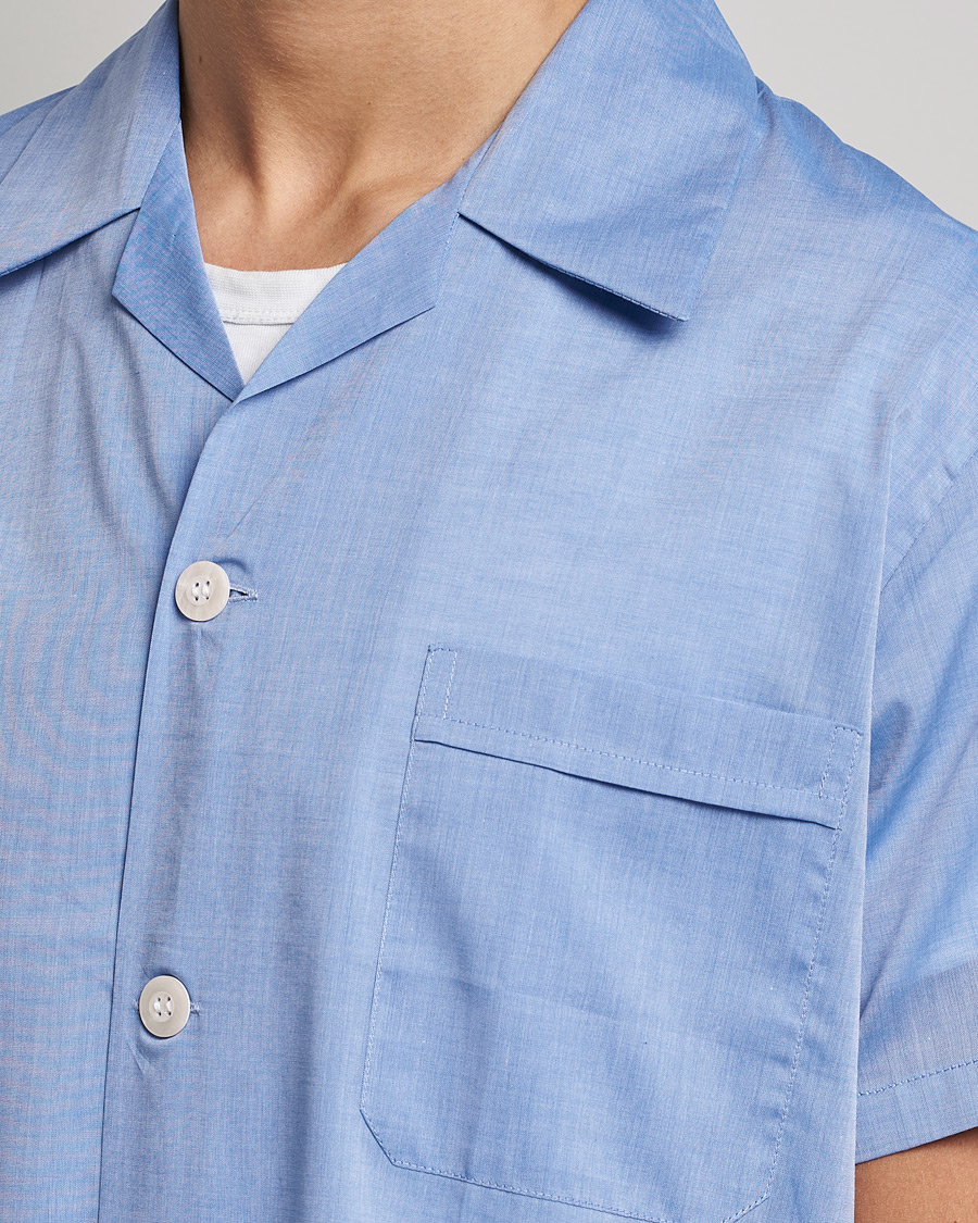 Homme | Peignoirs Et Pyjamas | Derek Rose | Shortie Cotton Pyjama Set Blue