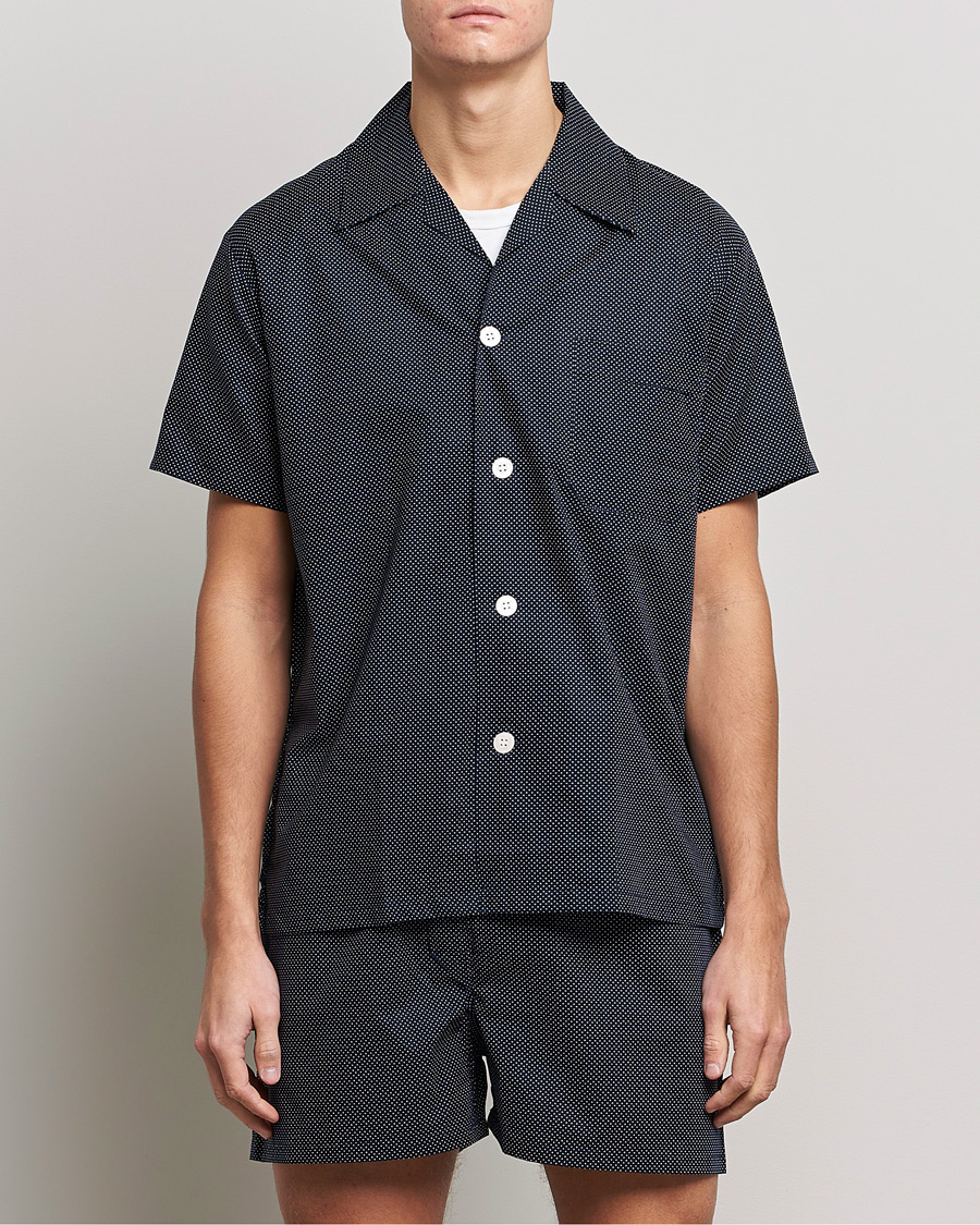 Homme | Style De Vie | Derek Rose | Shortie Printed Cotton Pyjama Set Navy