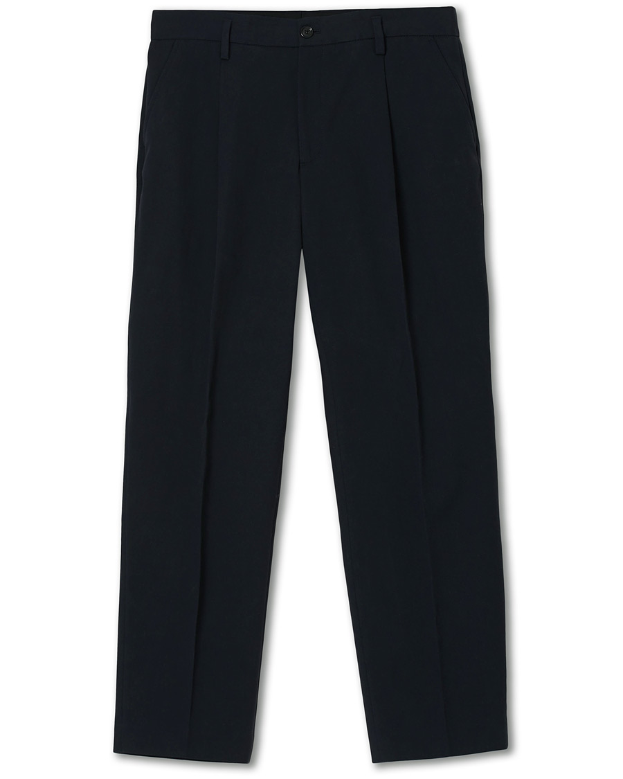 Homme | Pantalons | Filippa K | Samson Loose Fit Pleated Cotton Trousers Navy