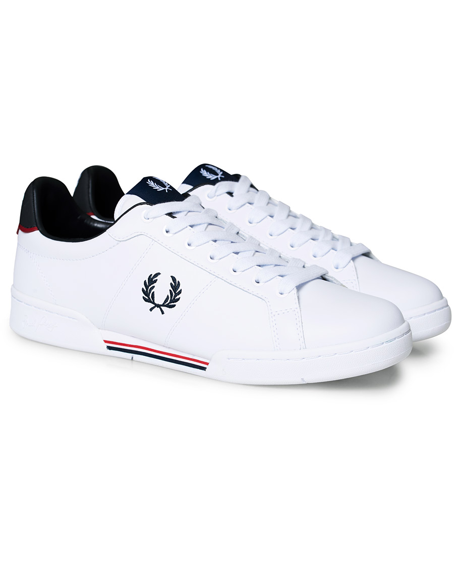 Homme | Fred Perry B722 Leather Sneaker White/Navy | Fred Perry | B722 Leather Sneaker White/Navy