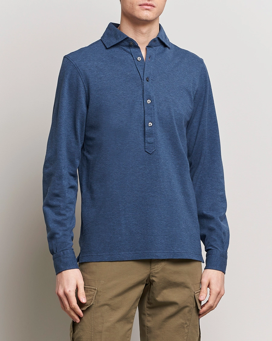 Homme | Italian Department | Gran Sasso | Popover Shirt Blue
