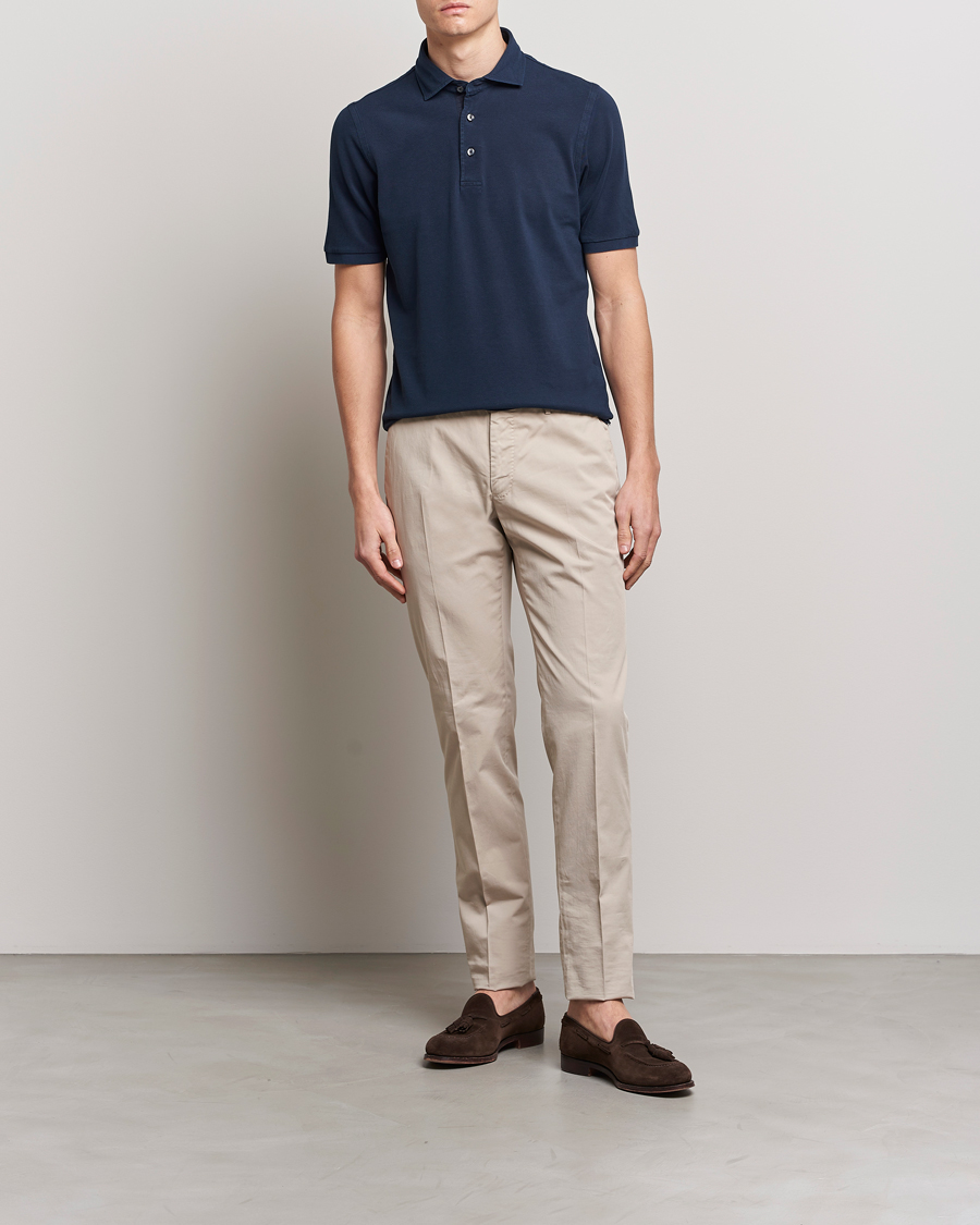 Homme | Polos | Gran Sasso | Washed Polo Navy