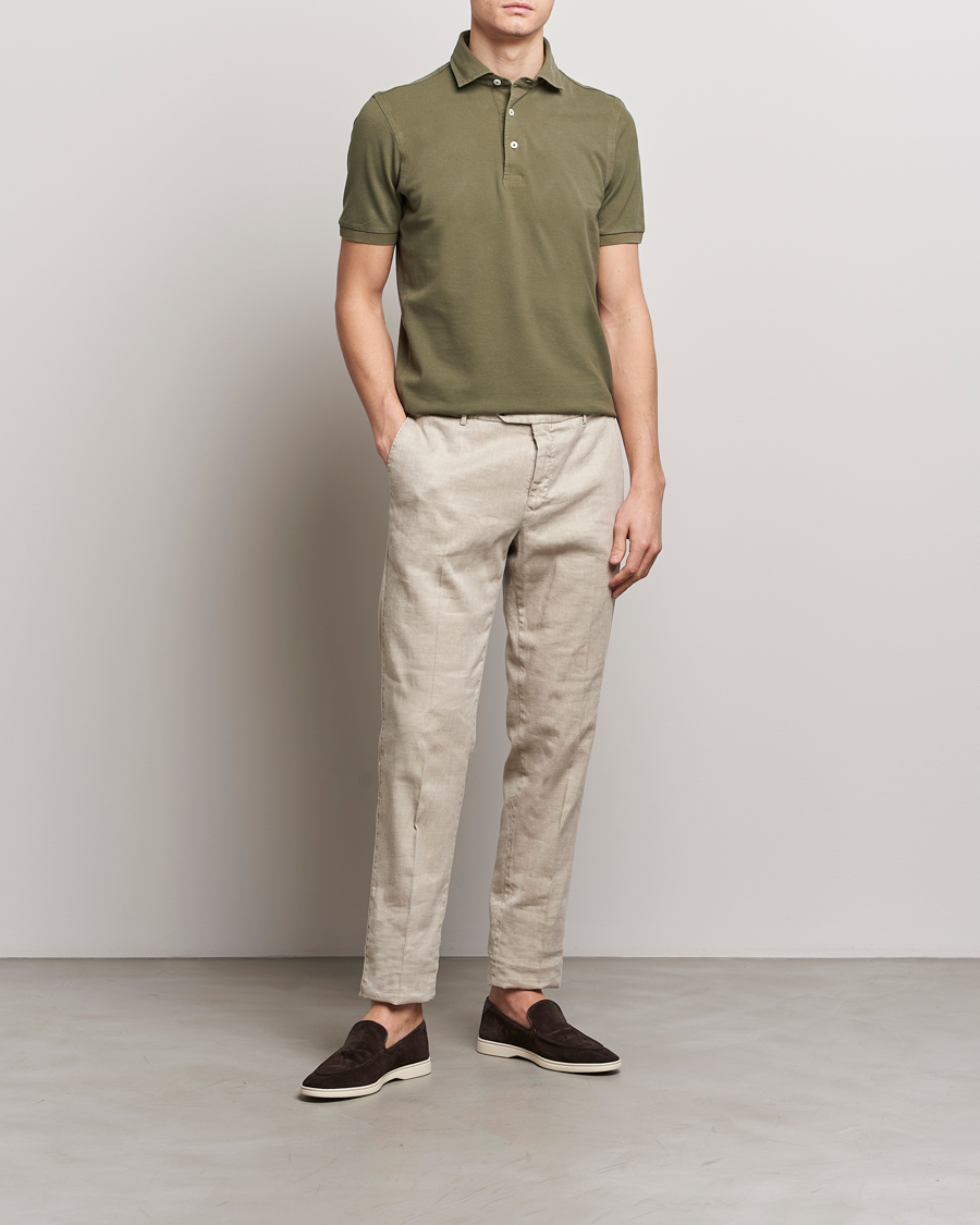 Homme | Polos | Gran Sasso | Washed Polo Medium Green