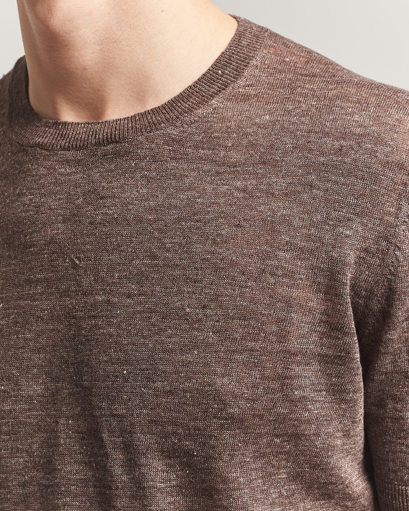 Homme | T-shirts | Gran Sasso | Crew Neck Linen Tee Light Brown