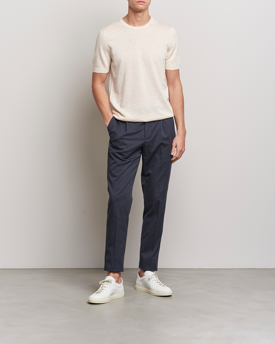 Homme | T-shirts | Gran Sasso | Cotton/Linen Knitted Tee Cream