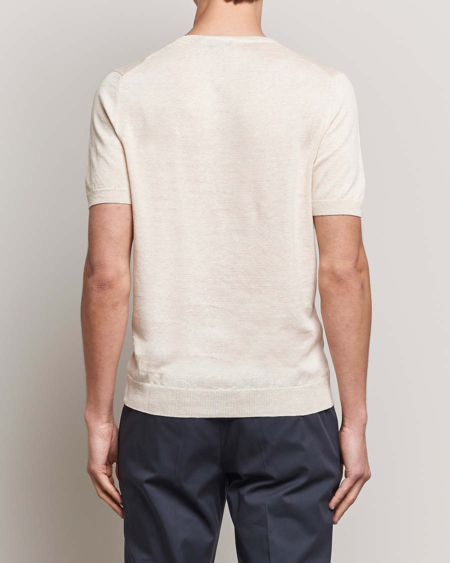 Homme | T-shirts | Gran Sasso | Cotton/Linen Knitted Tee Cream