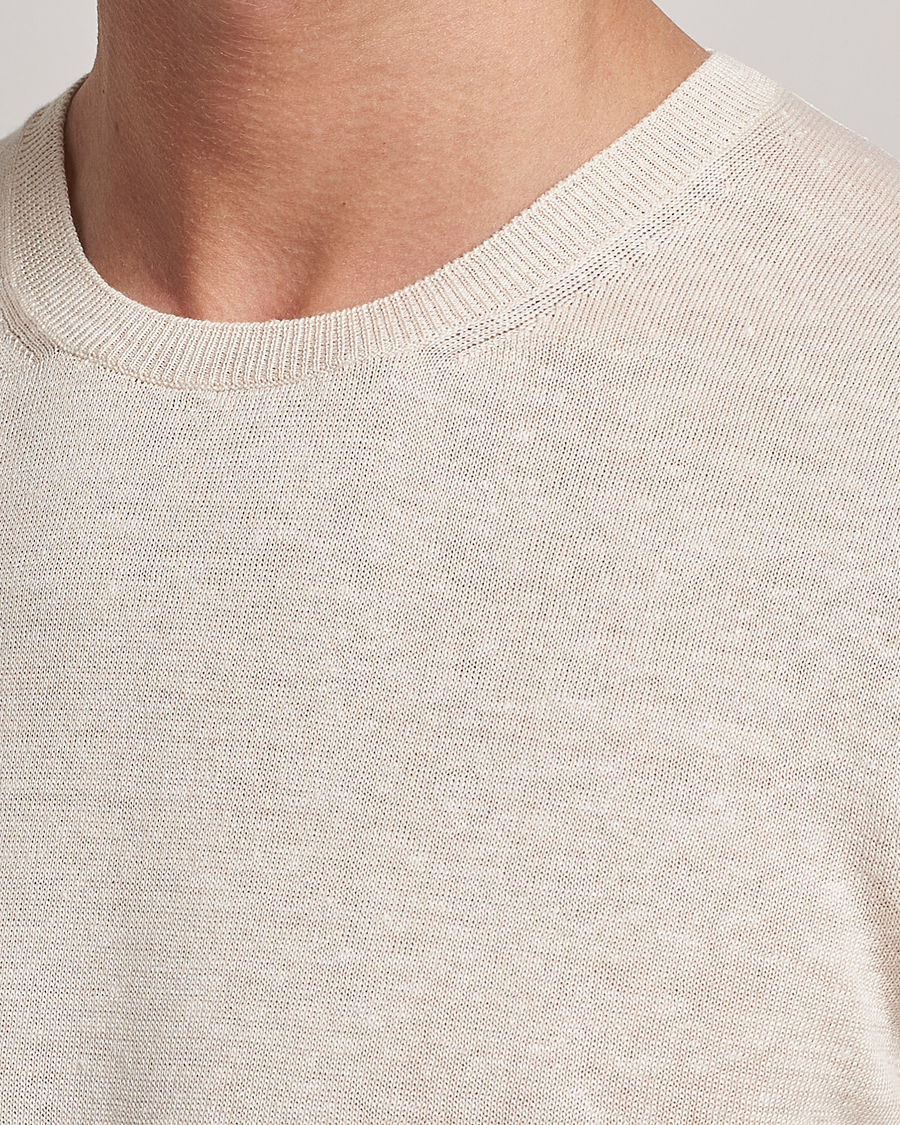 Homme | T-shirts | Gran Sasso | Cotton/Linen Knitted Tee Cream