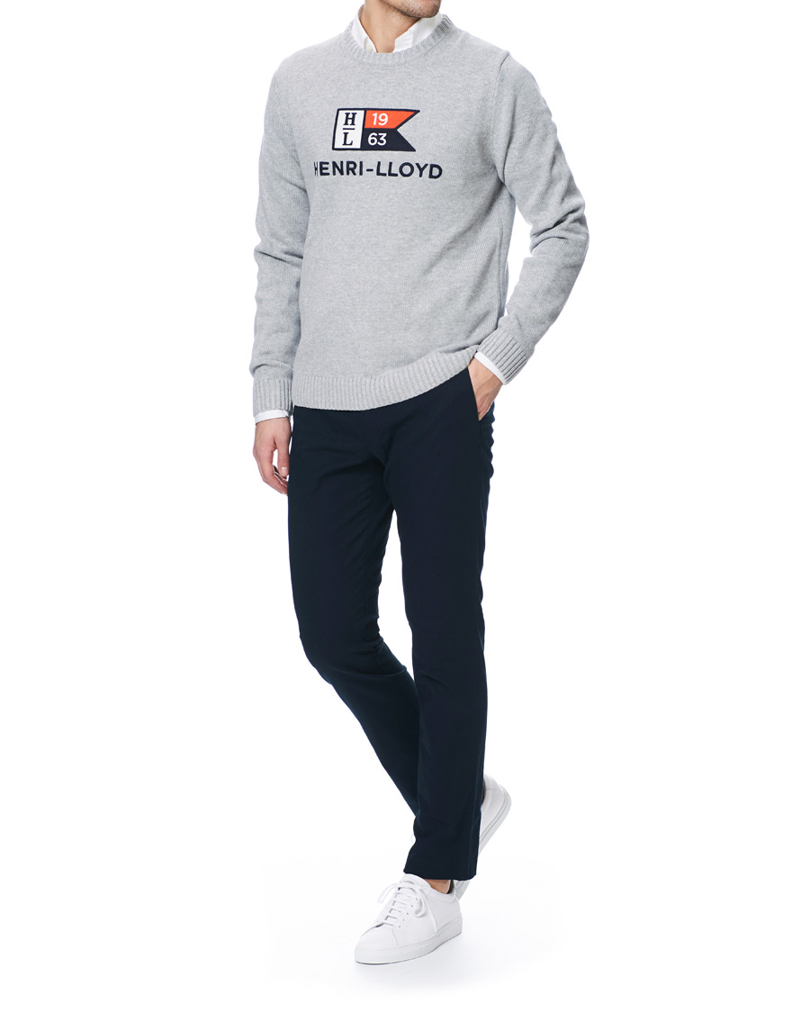 Homme | Pulls Et Tricots | Henri-Lloyd | Henri Lloyd Cross Flag Knitted Crew Neck Grey Melange