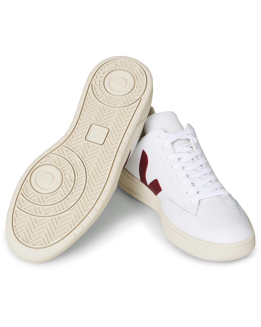 Homme | Veja V-12 Leather Sneaker White Marsala/Nautico | Veja | V-12 Leather Sneaker White Marsala/Nautico