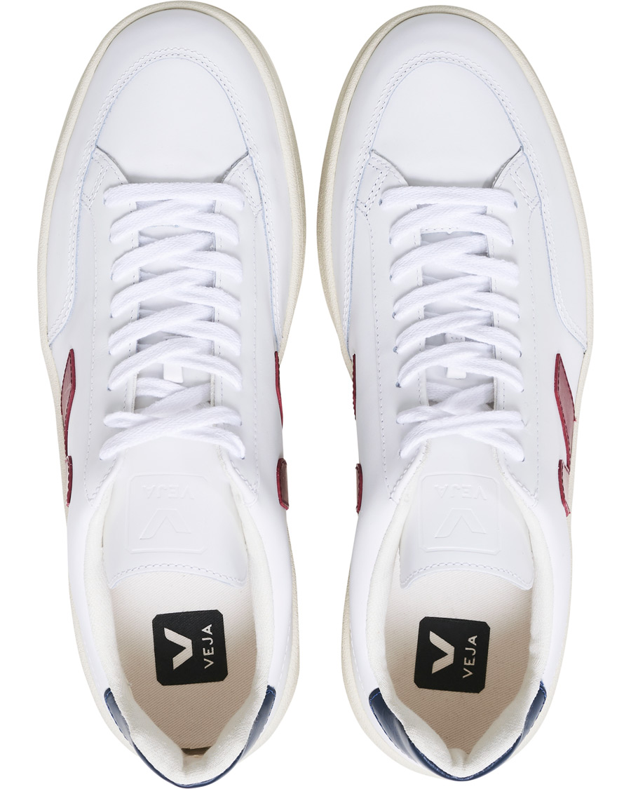 Homme | Veja V-12 Leather Sneaker White Marsala/Nautico | Veja | V-12 Leather Sneaker White Marsala/Nautico