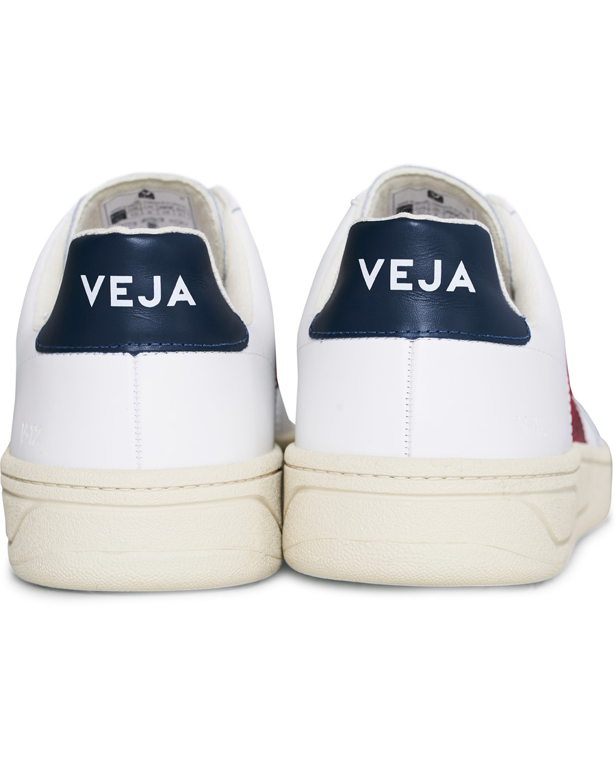 Homme | Veja V-12 Leather Sneaker White Marsala/Nautico | Veja | V-12 Leather Sneaker White Marsala/Nautico