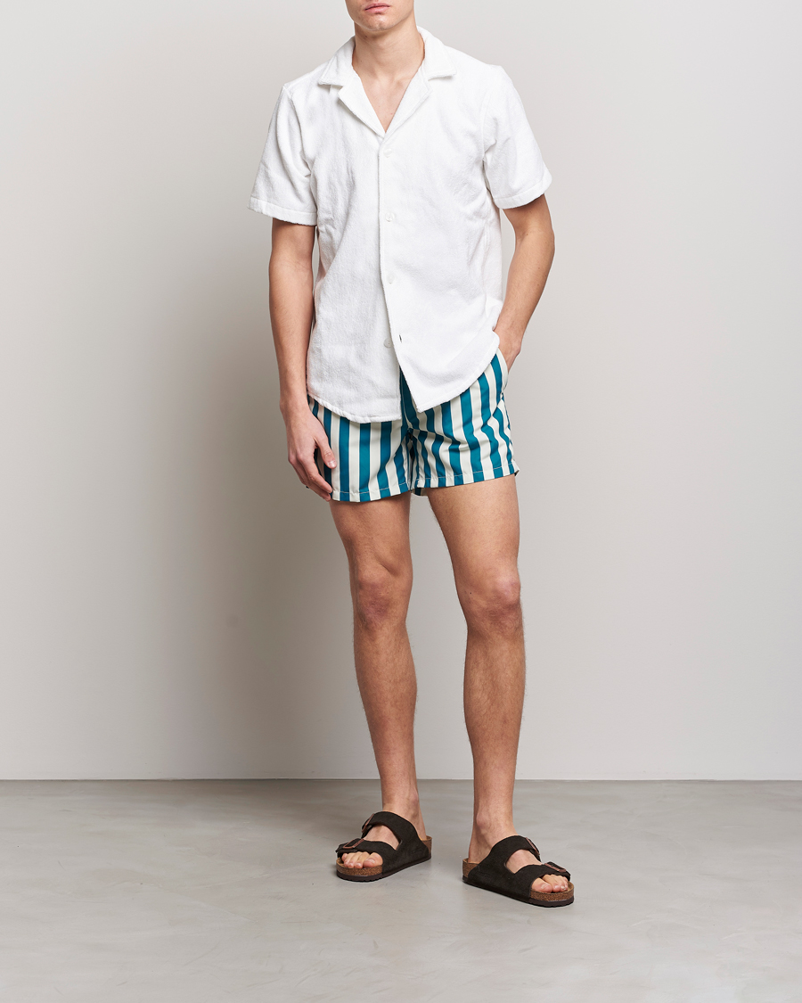 Homme | Ripa Ripa Paraggi Striped Swimshorts Green/White | Ripa Ripa | Paraggi Striped Swimshorts Green/White