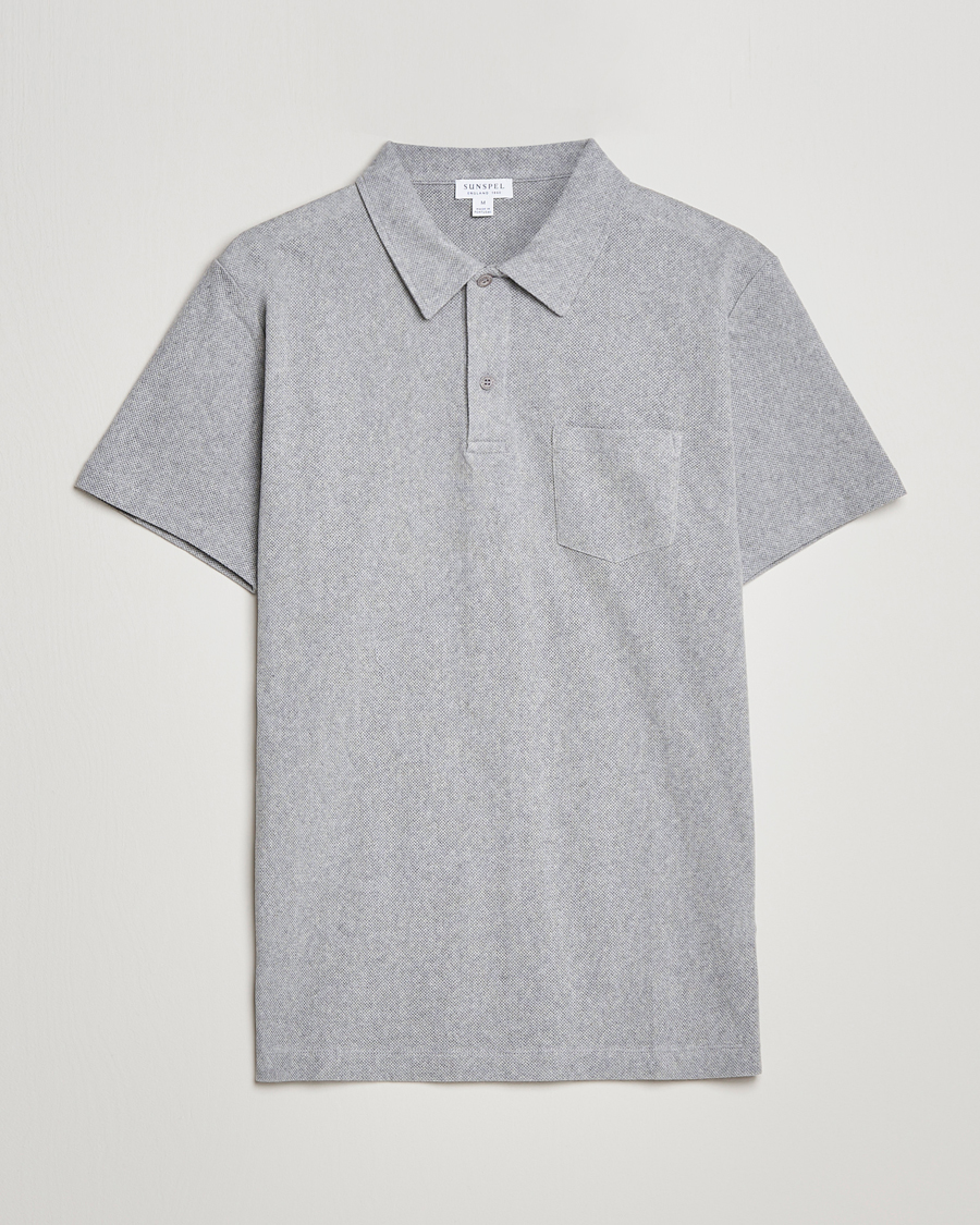 Homme | Polos | Sunspel | Riviera Polo Shirt Grey Melange