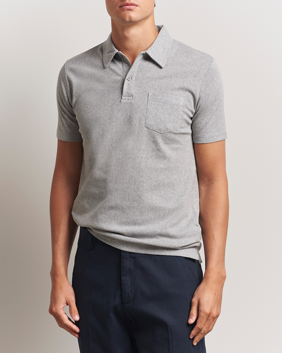 Homme | Polos | Sunspel | Riviera Polo Shirt Grey Melange