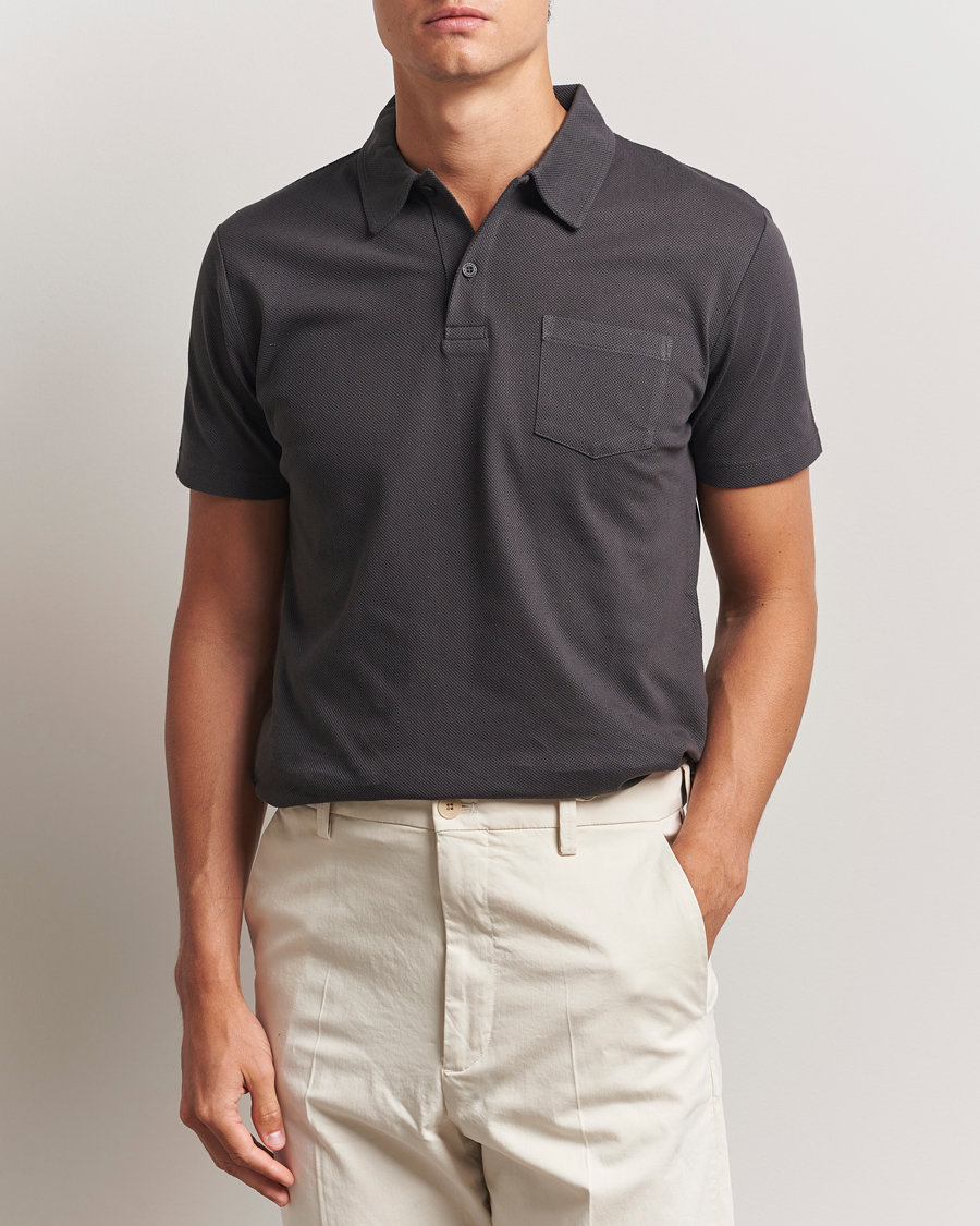 Homme | Polos | Sunspel | Riviera Polo Shirt Charcoal
