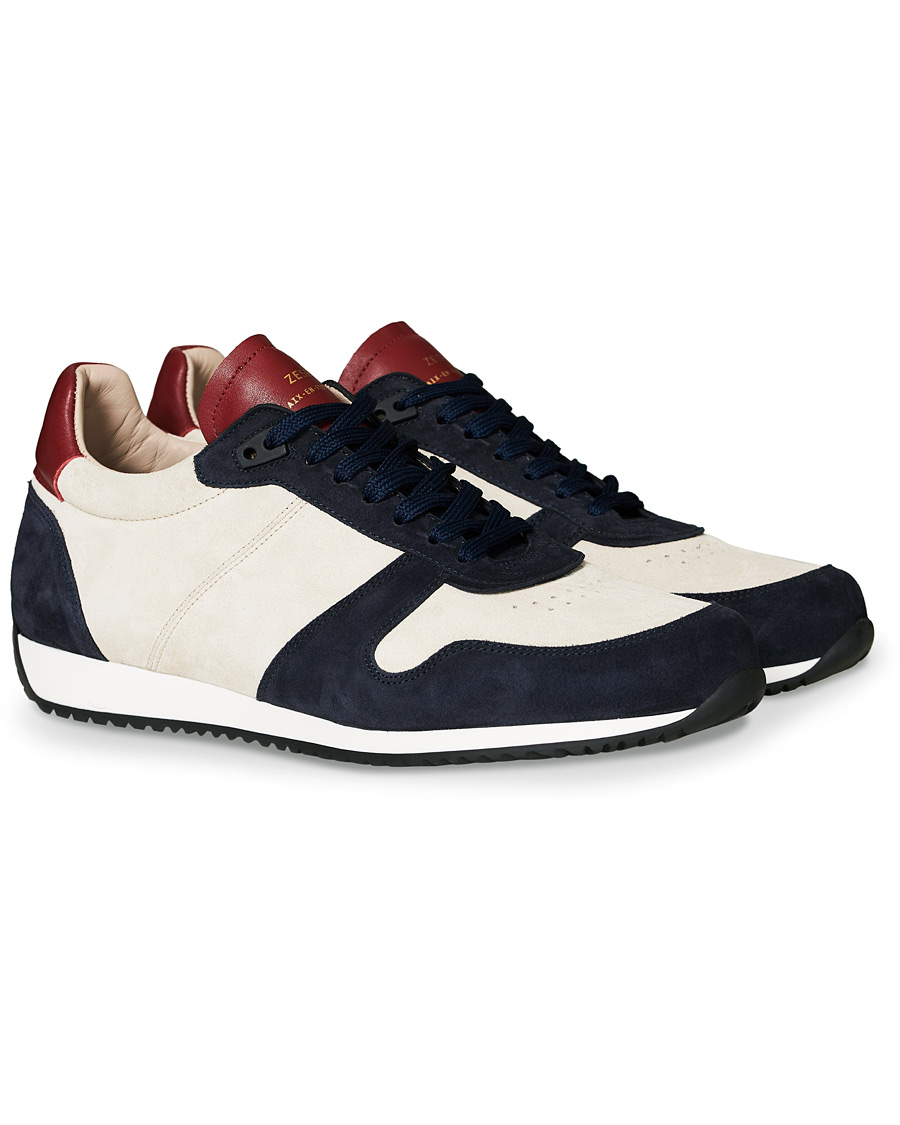 Homme | Zespà ZSP6 Suede Runner Sneakers Off White/Cerise | Zespà | ZSP6 Suede Runner Sneakers Off White/Cerise