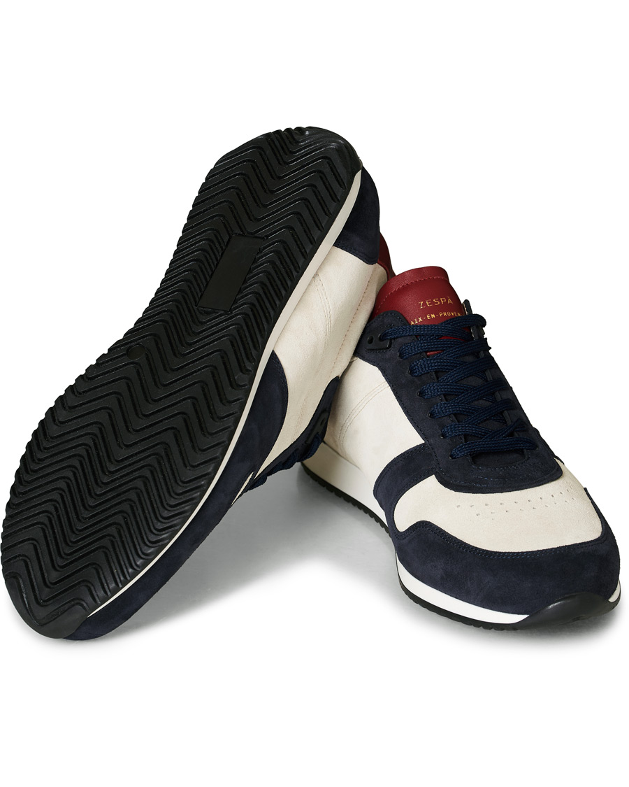 Homme | Zespà ZSP6 Suede Runner Sneakers Off White/Cerise | Zespà | ZSP6 Suede Runner Sneakers Off White/Cerise