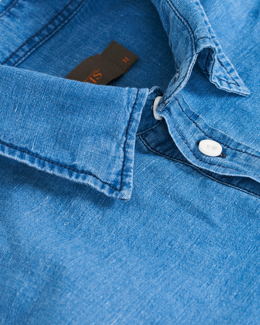 Homme | Chemises | Morris | Harold Denim Button Under Popover Shirt Blue