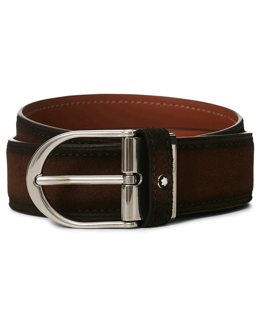 Homme | Montblanc Horseshoe Buckle Belt 35mm Light Brown Suede | Montblanc | Horseshoe Buckle Belt 35mm Light Brown Suede