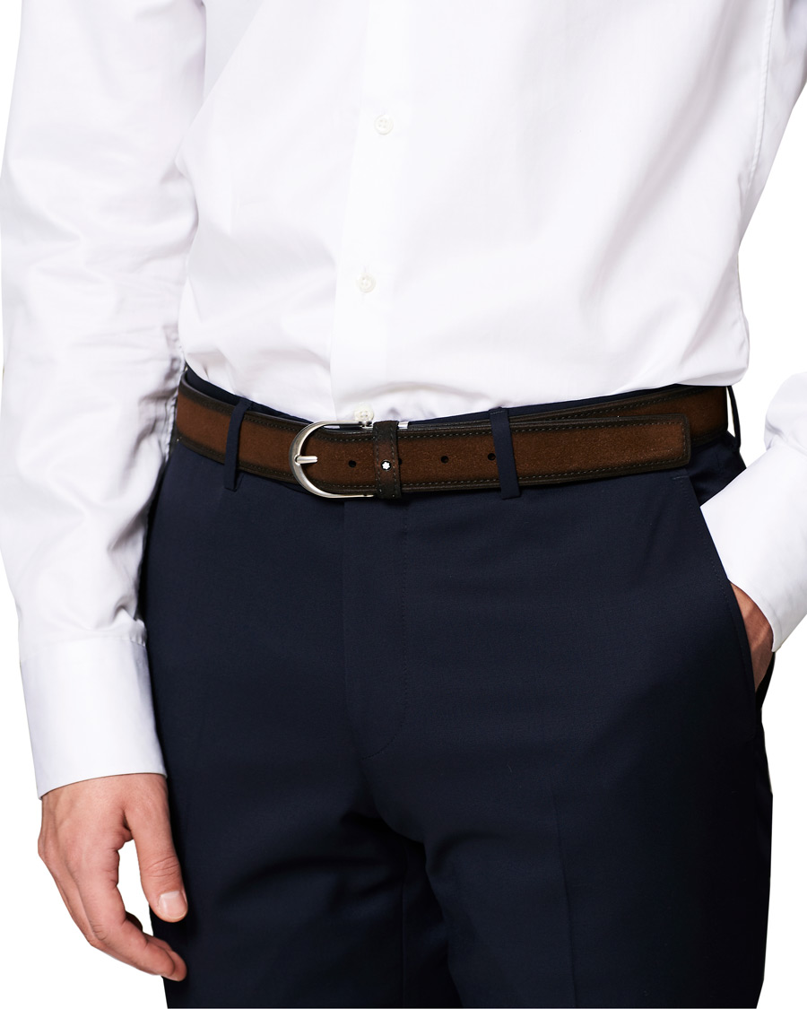 Homme | Montblanc Horseshoe Buckle Belt 35mm Light Brown Suede | Montblanc | Horseshoe Buckle Belt 35mm Light Brown Suede