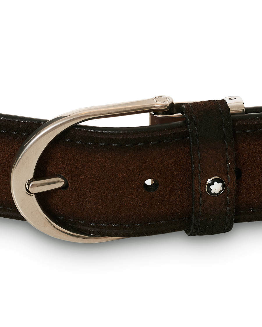 Homme | Montblanc Horseshoe Buckle Belt 35mm Light Brown Suede | Montblanc | Horseshoe Buckle Belt 35mm Light Brown Suede