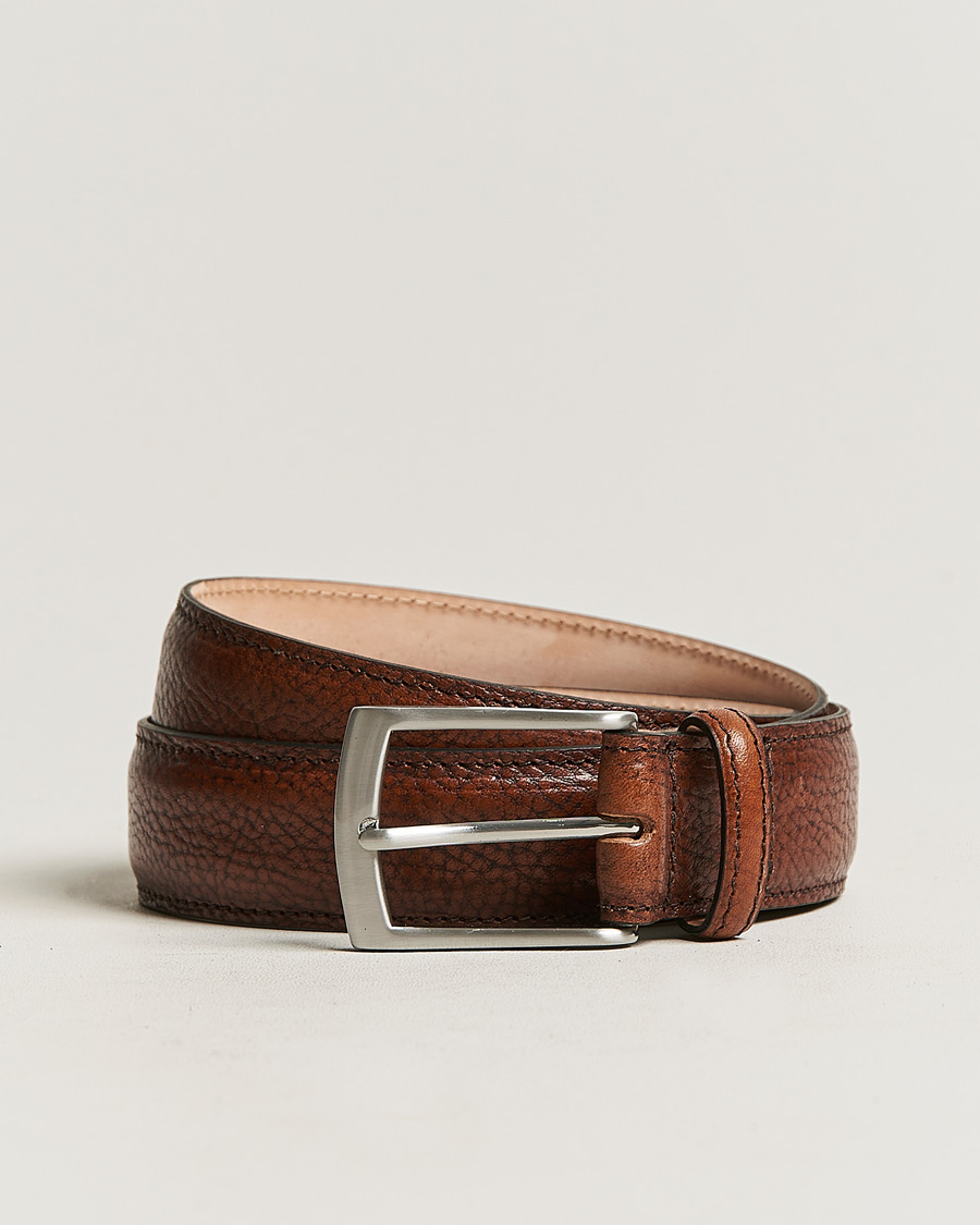 Homme | Loake 1880 Henry Grained Leather Belt 3,3 cm Dark Brown | Loake 1880 | Henry Grained Leather Belt 3,3 cm Dark Brown