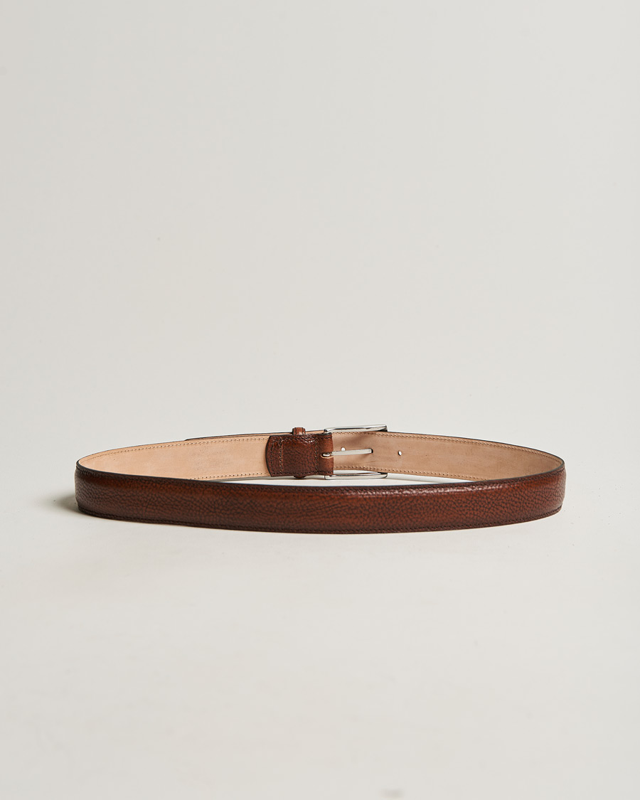 Homme | Loake 1880 Henry Grained Leather Belt 3,3 cm Dark Brown | Loake 1880 | Henry Grained Leather Belt 3,3 cm Dark Brown