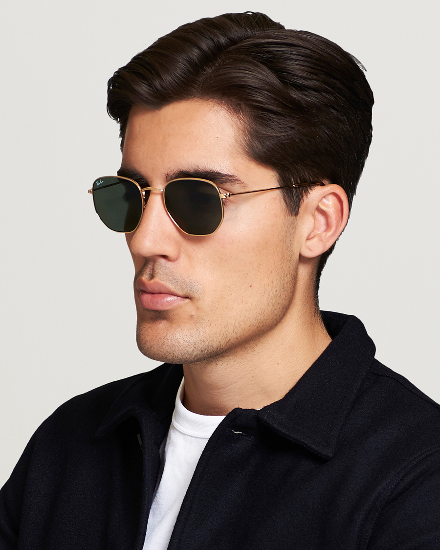 Homme | Lunettes De Soleil | Ray-Ban | 0RB3548N Hexagonal Sunglasses Gold/Green