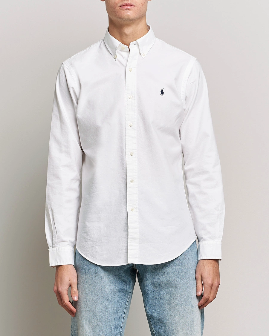 Homme |  | Polo Ralph Lauren | Custom Fit Garment Dyed Oxford Shirt White