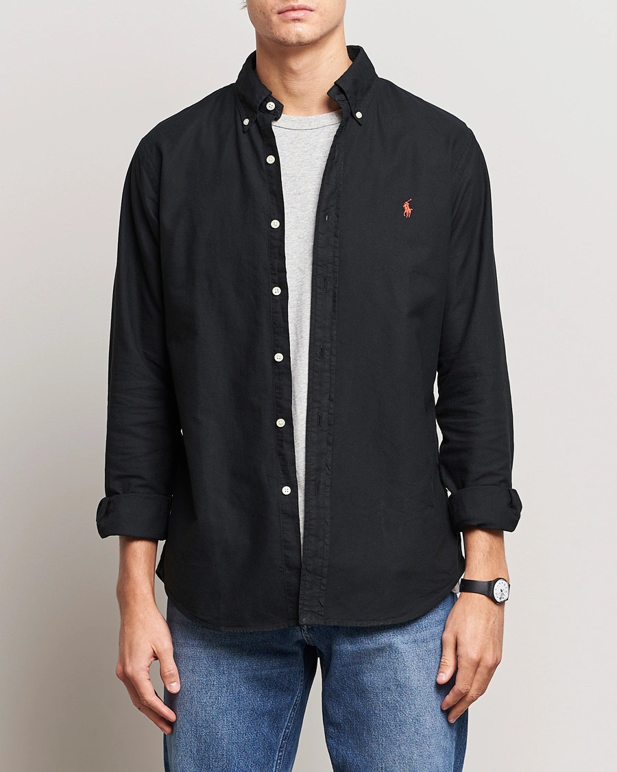Homme |  | Polo Ralph Lauren | Custom Fit Garment Dyed Oxford Shirt Black