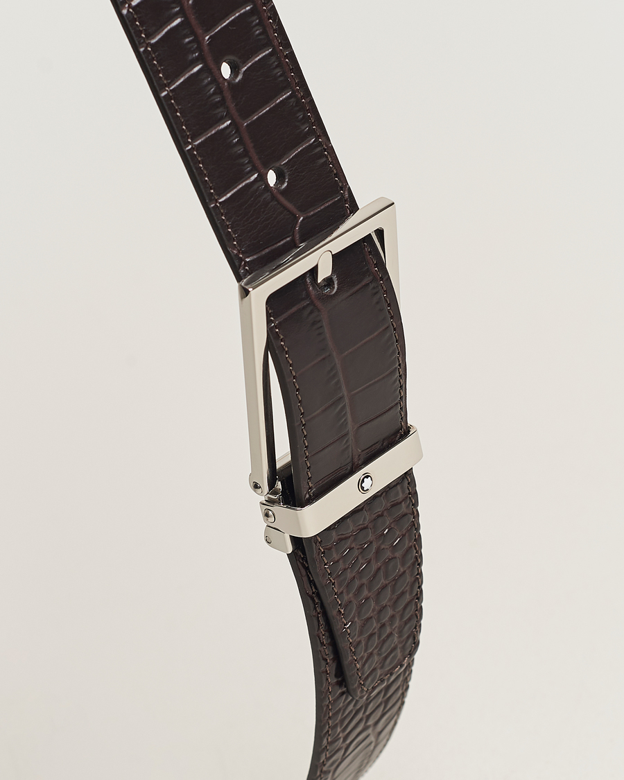 Homme | Montblanc Square Buckle Alligator Printed 35mm Leather Belt Brown | Montblanc | Square Buckle Alligator Printed 35mm Leather Belt Brown