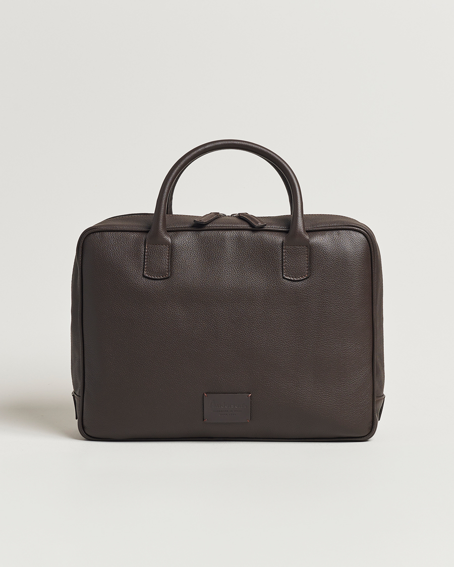 Homme | Sacs | Anderson's | Full Grain Leather Briefcase Dark Brown