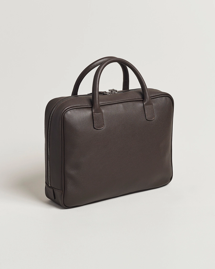 Homme | Sacs d'affaires | Anderson's | Full Grain Leather Briefcase Dark Brown