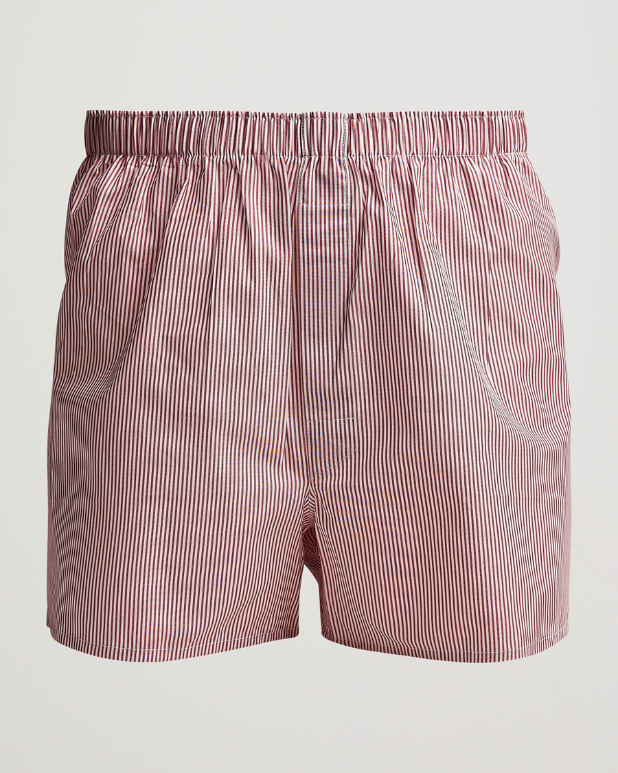 Homme | Sous-Vêtements Et Chaussettes | Sunspel | Classic Woven Cotton Boxer Shorts Red/White