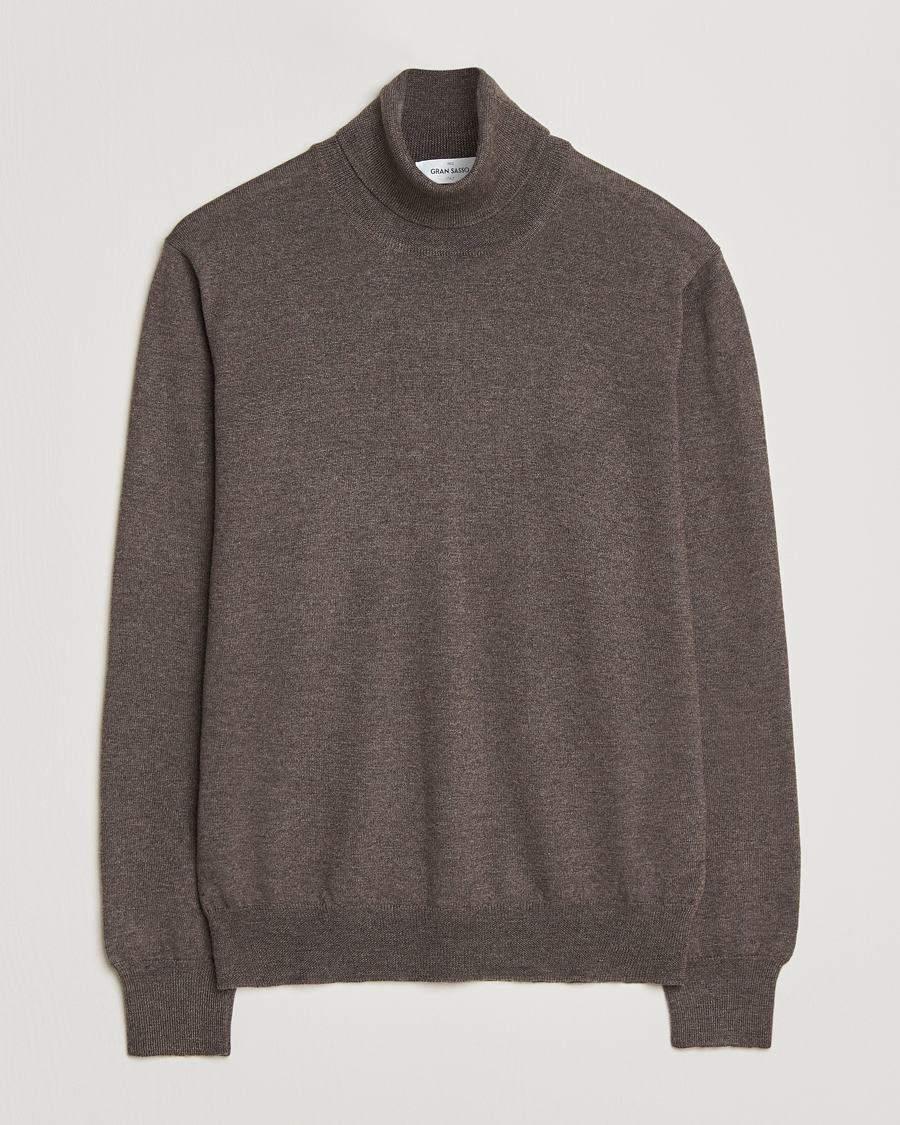 Homme | Pulls Et Tricots | Gran Sasso | Merino Fashion Fit Rollneck Brown Melange