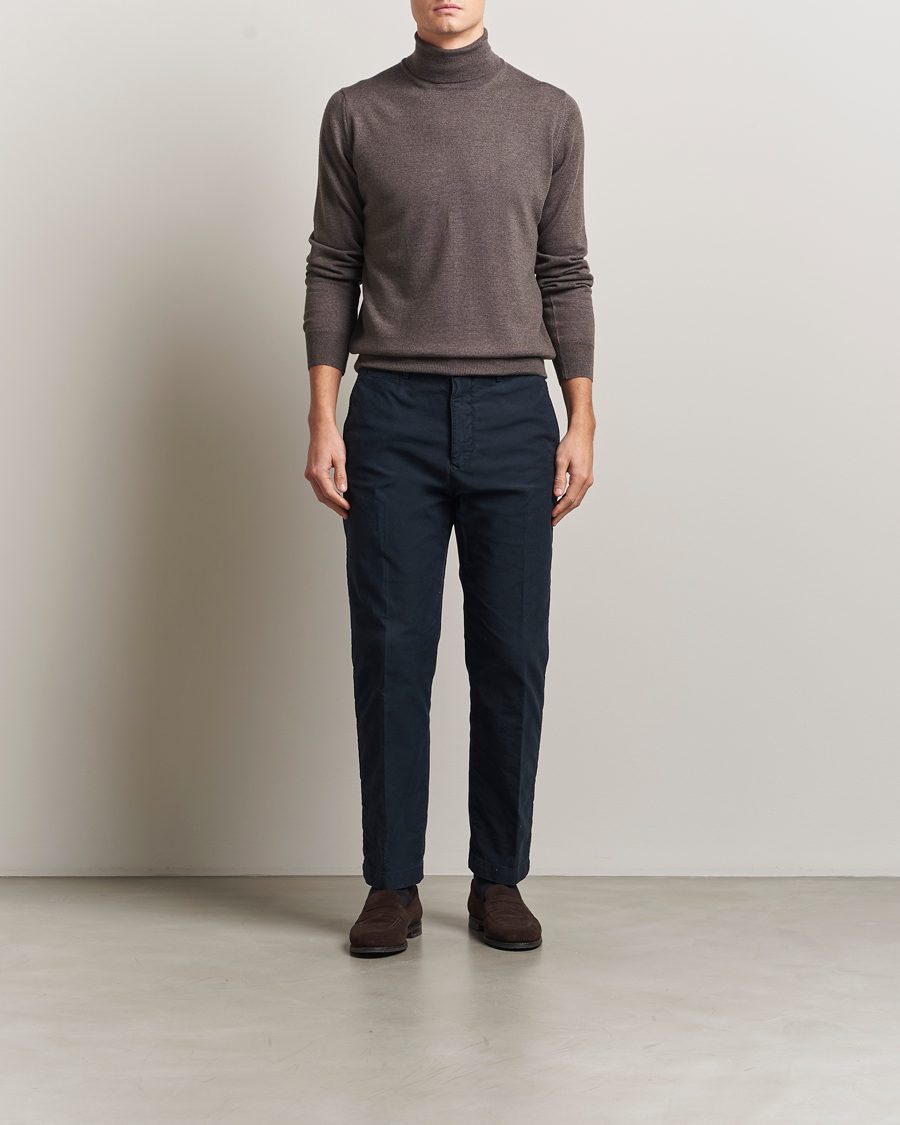 Homme | Pulls Et Tricots | Gran Sasso | Merino Fashion Fit Rollneck Brown Melange