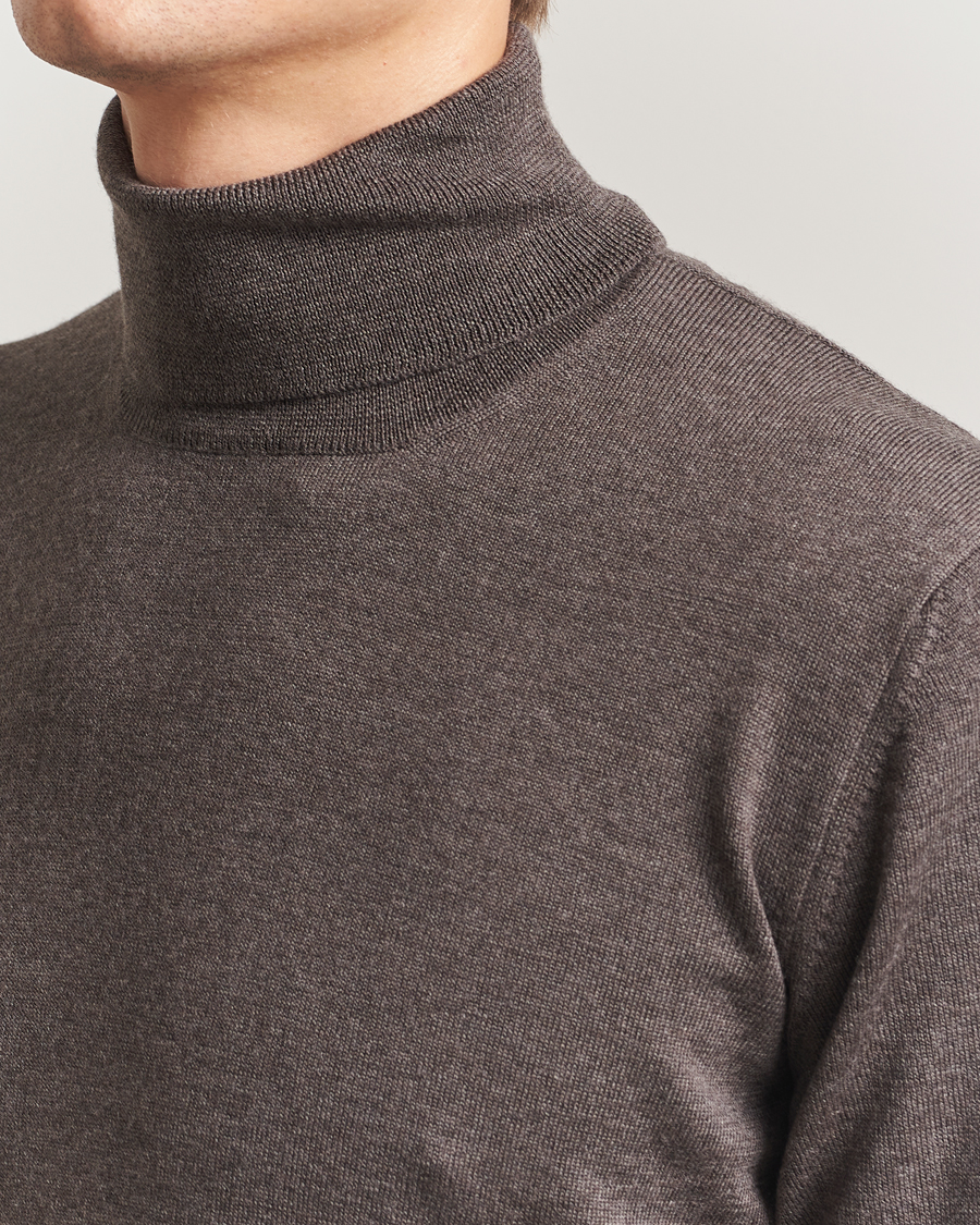 Homme | Pulls Et Tricots | Gran Sasso | Merino Fashion Fit Rollneck Brown Melange