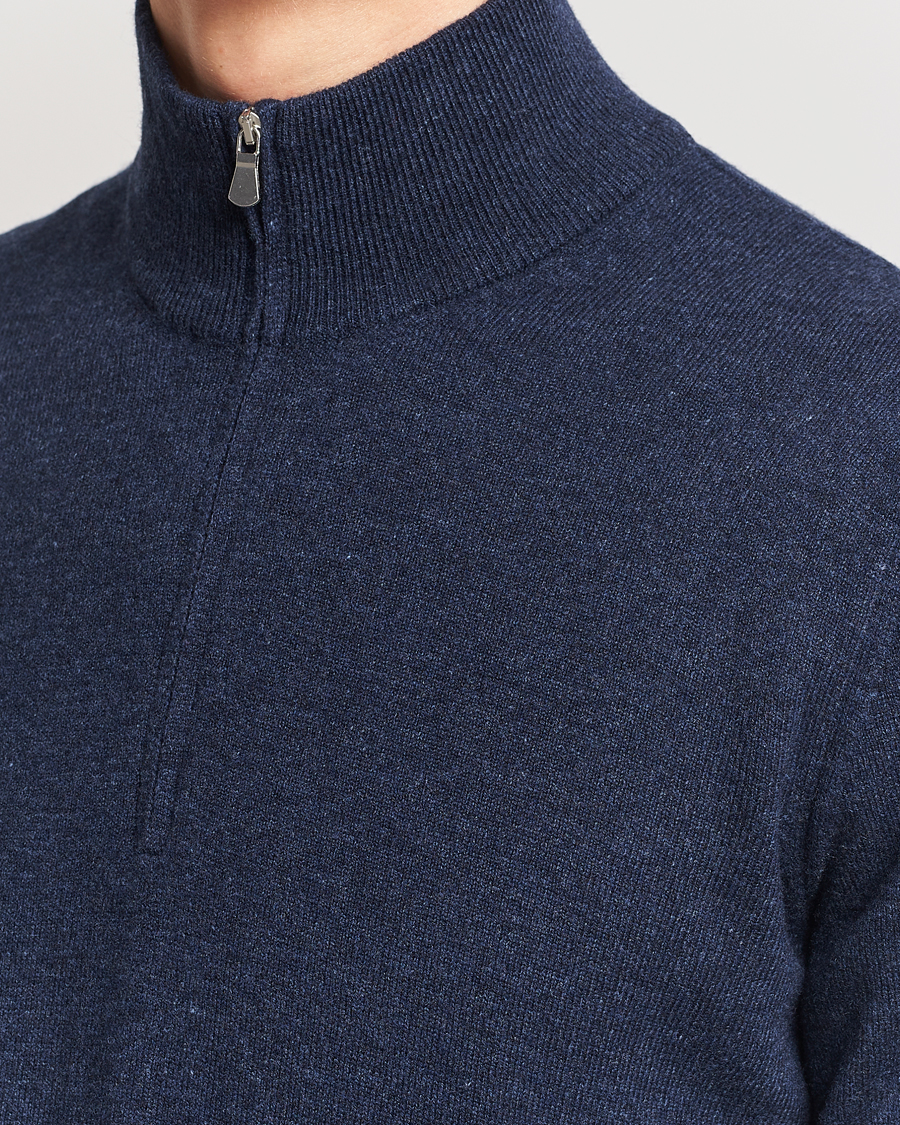 Homme | Pulls Et Tricots | Gran Sasso | Wool/Cashmere Half Zip Navy Melange