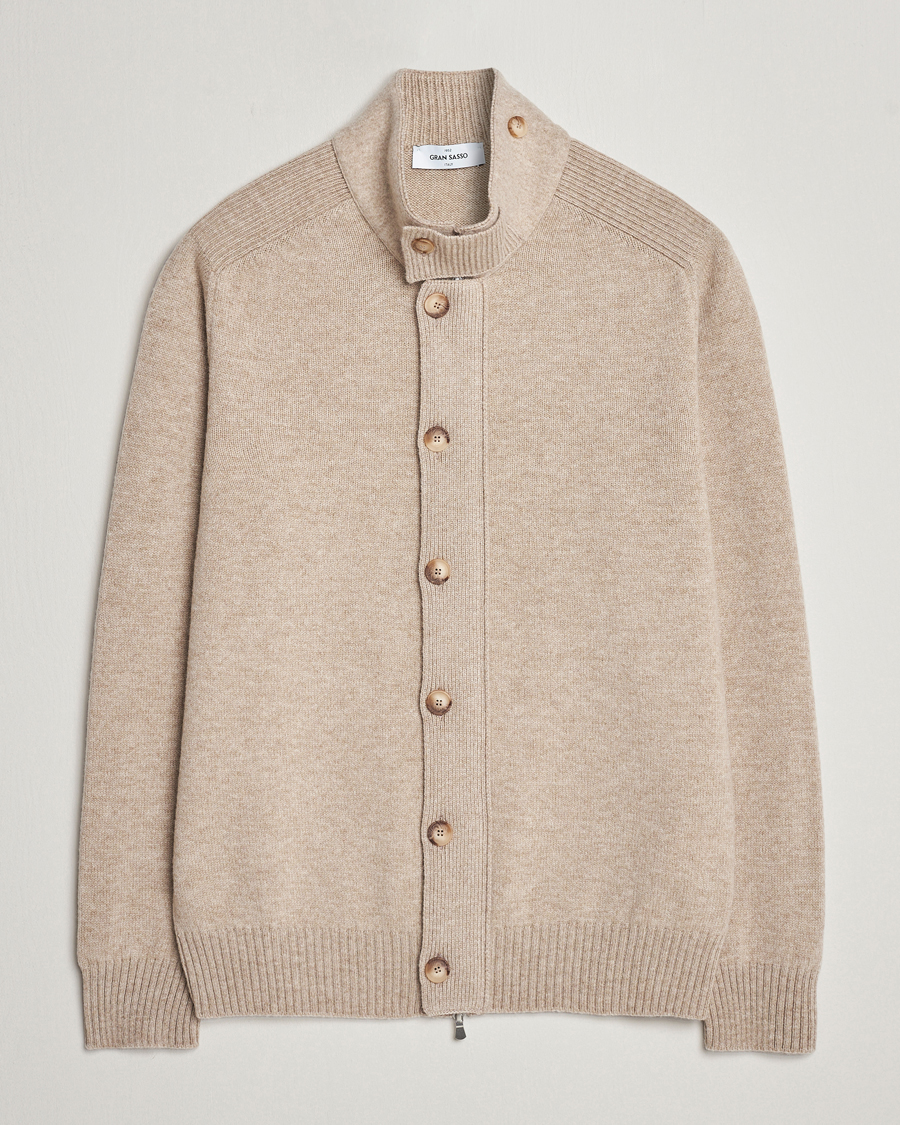 Homme | Pulls Et Tricots | Gran Sasso | Heavy Wool Cardigan Taupe Melange