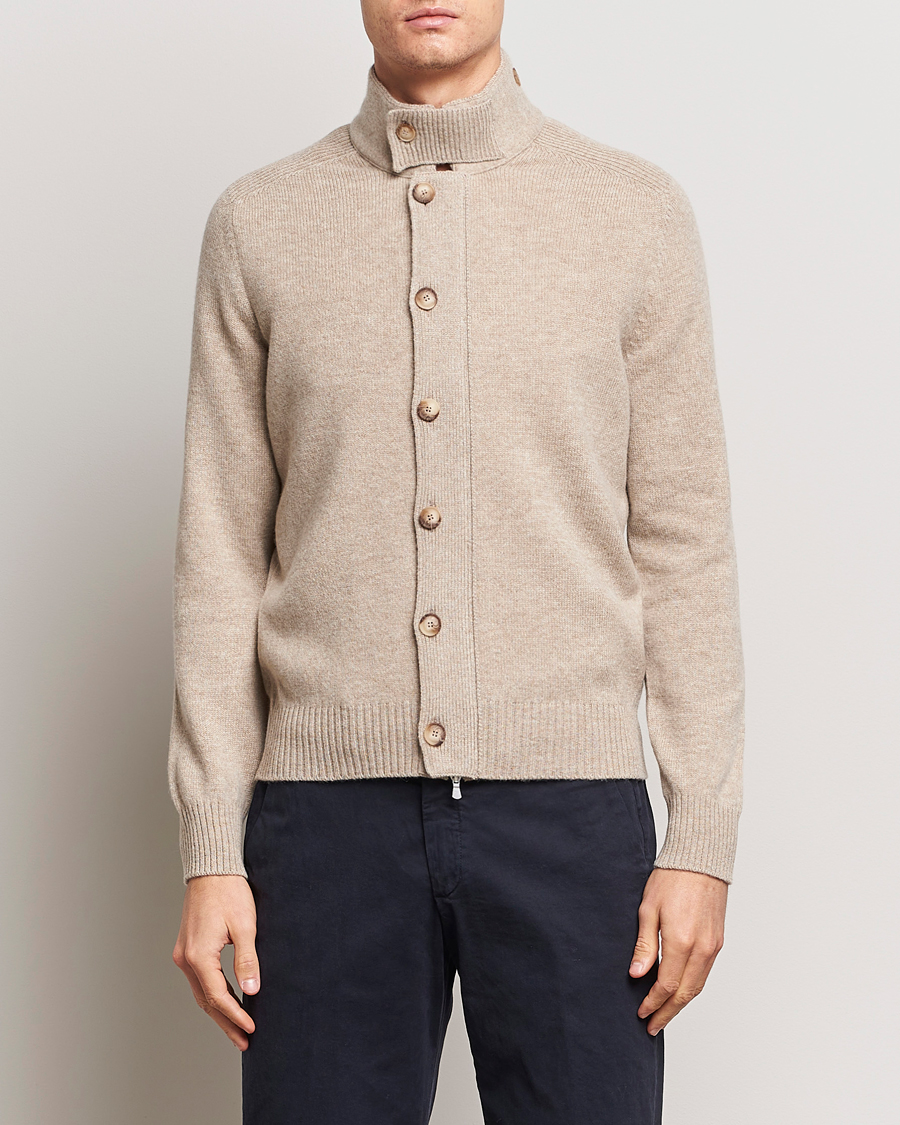 Homme | Pulls Et Tricots | Gran Sasso | Heavy Wool Cardigan Taupe Melange