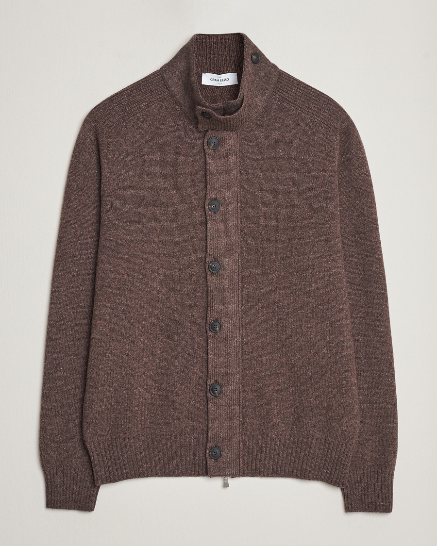 Homme | Pulls Et Tricots | Gran Sasso | Heavy Wool Cardigan Brown Melange