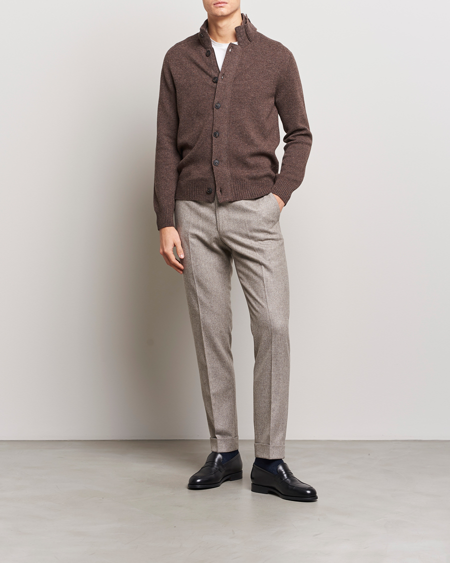 Homme | Pulls Et Tricots | Gran Sasso | Heavy Wool Cardigan Brown Melange