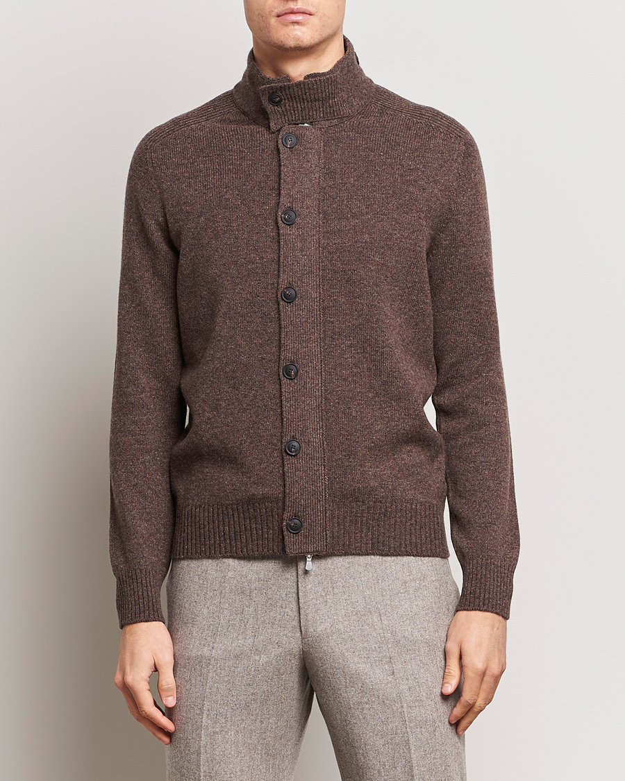 Homme | Pulls Et Tricots | Gran Sasso | Heavy Wool Cardigan Brown Melange