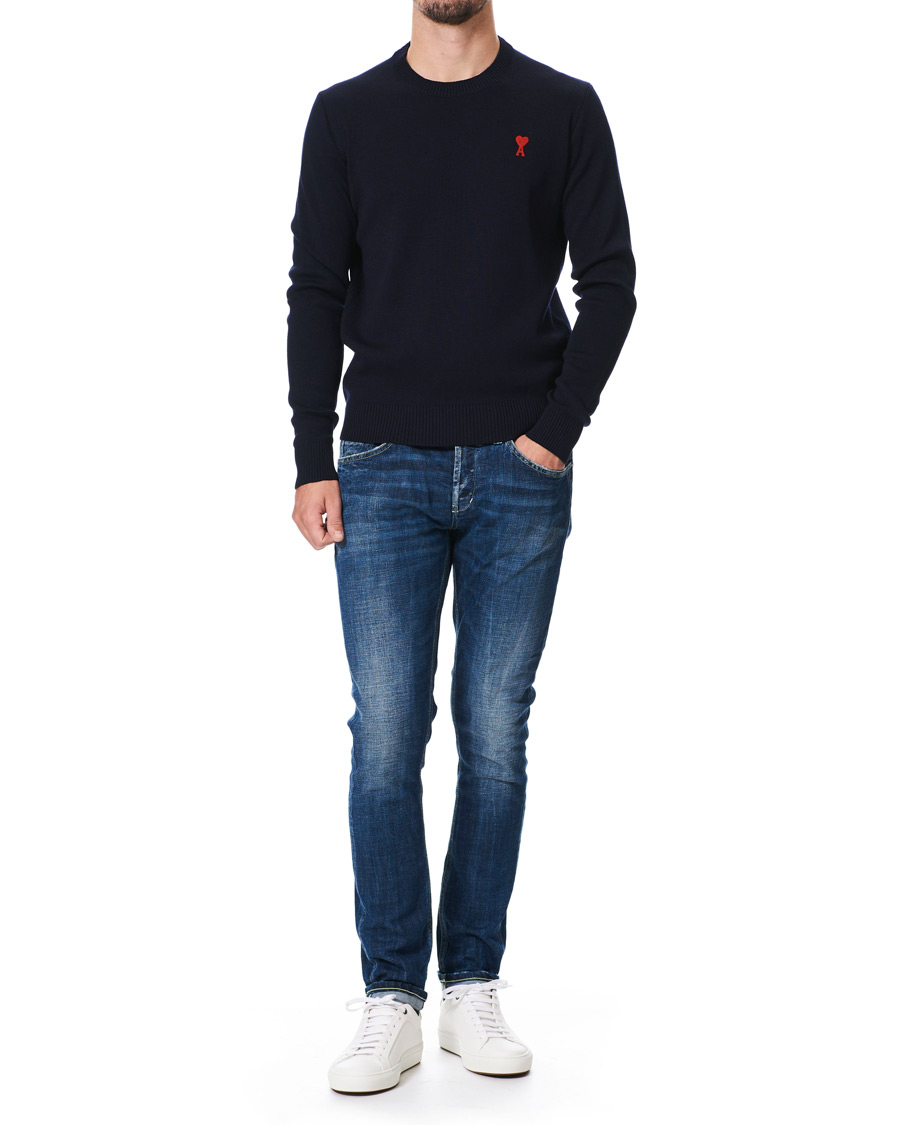 Homme | Pulls Et Tricots | AMI | Heart Logo Merino Sweater Navy
