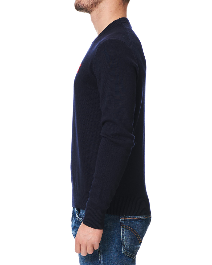 Homme | Pulls Et Tricots | AMI | Heart Logo Merino Sweater Navy