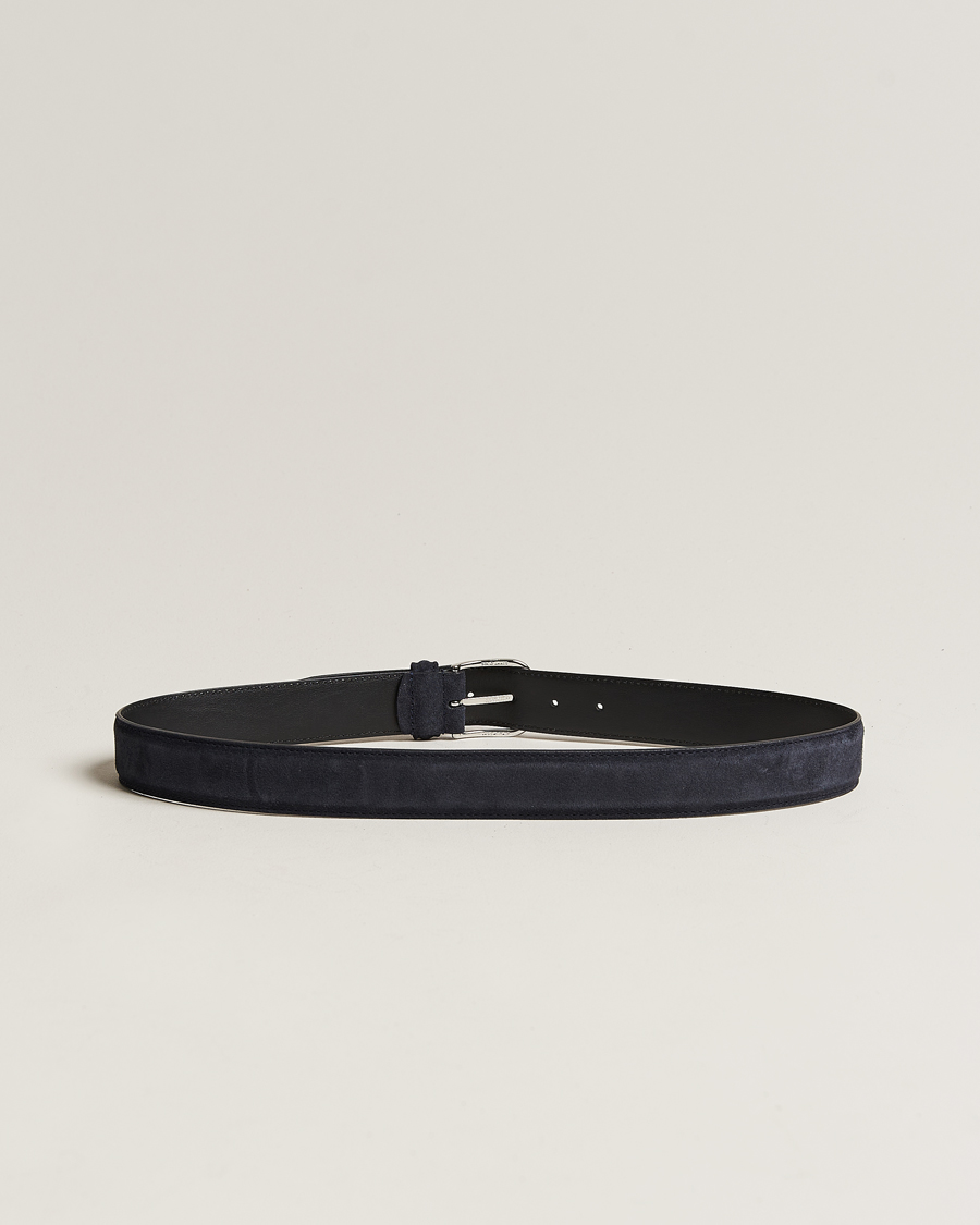 Homme | Anderson's | Anderson's | Suede 3,5 cm Belt Navy